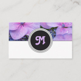 Tarjeta De Visita Elegante monograma florista rosa florido gris blan
