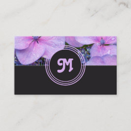 Tarjeta De Visita Elegante monograma florista rosa florido gris oscu