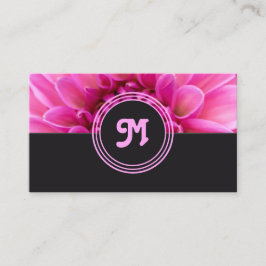 Tarjeta De Visita Elegante monograma florista rosa florido gris oscu