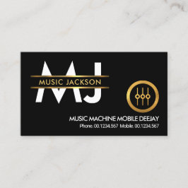 Tarjeta De Visita Elegante Monograma Gold Placard Border Deejay DJ