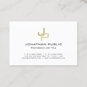 Tarjeta De Visita Elegante Monograma Gold Profesional Moderno Limpio
