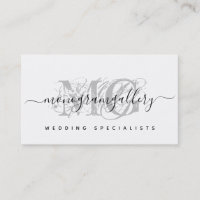 Elegante Monograma Gris Luxe Glam Script