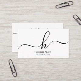 Tarjeta De Visita Elegante Monograma Inicial de Nombre en Escritura 