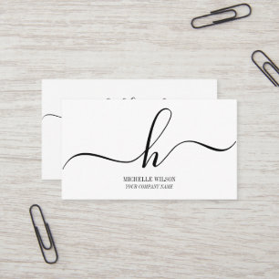 Tarjeta De Visita Elegante Monograma Inicial de Nombre en Escritura 