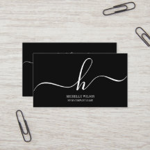 Elegante Monograma Inicial de Nombre en Guión Blan