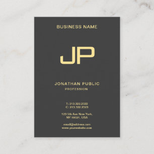 Tarjeta De Visita Elegante Monograma Lujo Inicial Gran Oro Negro