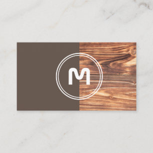 Tarjeta De Visita Elegante monograma madera de dos tonos marrón carp