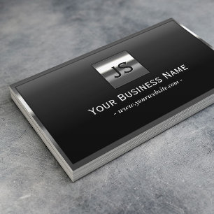 Tarjeta De Visita Elegante Monograma Metalizado Marco Profesional Os