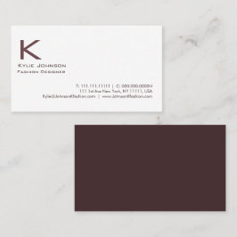 Tarjeta De Visita Elegante Monograma Minimalista blanco personalizad