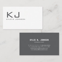 Tarjeta De Visita Elegante Monograma Minimalista blanco personalizad