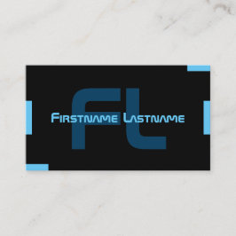 Tarjeta De Visita Elegante monograma mínimo negro e índigo azul