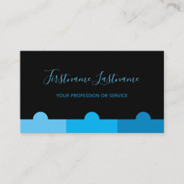 Tarjeta De Visita Elegante monograma mínimo negro e índigo azul