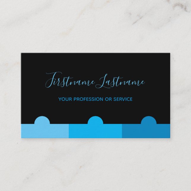 Tarjeta De Visita Elegante monograma mínimo negro e índigo azul (Anverso)
