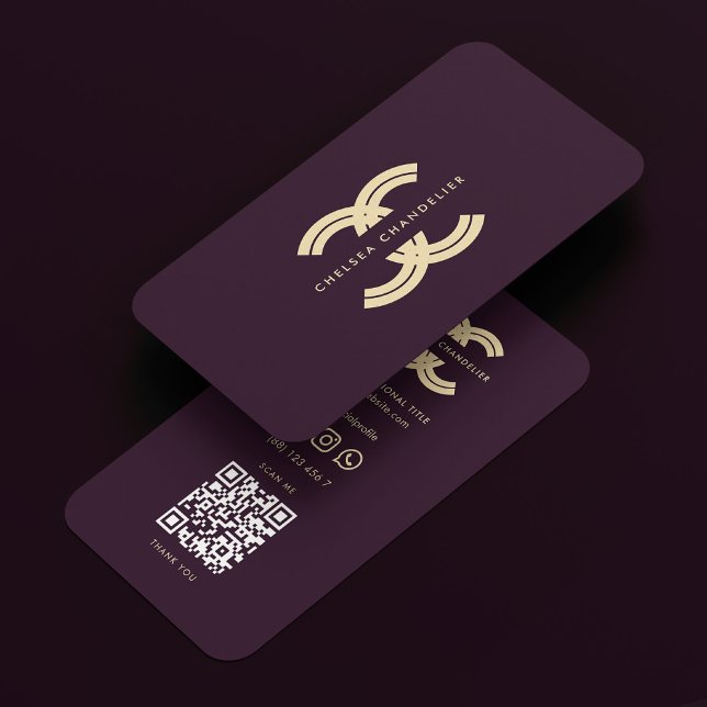 Tarjeta De Visita Elegante Monograma Moderno C Lujo Púrpura (Elegant Modern Professional Monogram C Luxury Purple Business Card
)