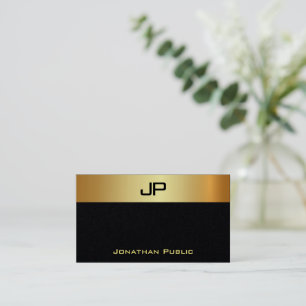 Tarjeta De Visita Elegante Monograma Moderno de Lujo Premium Negro