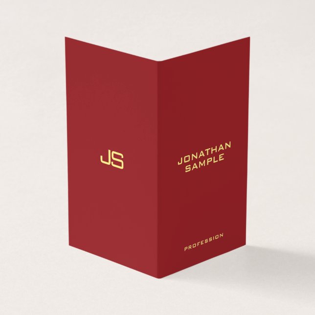 Tarjeta De Visita Elegante Monograma Moderno Doble Vertical Inicial (Exterior)