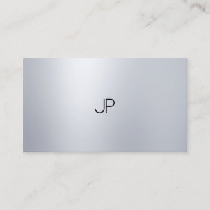 Tarjeta De Visita Elegante Monograma Moderno Glamoroso De Plata