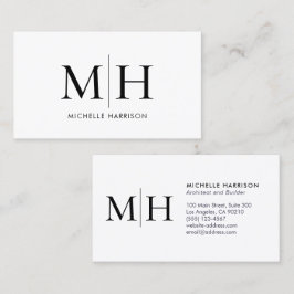 Tarjeta De Visita Elegante Monograma Moderno Profesional Blanco Negr