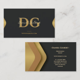 Tarjeta De Visita Elegante Monograma Moderno Profesional Gold