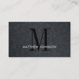 Tarjeta De Visita Elegante Monograma Negro Cepillado Metalizado Ofic
