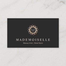 Tarjeta De Visita Elegante Monograma negro y dorado