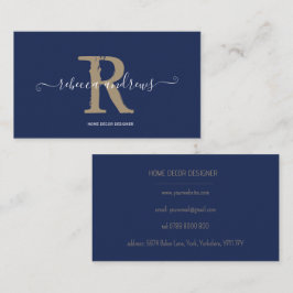 Tarjeta De Visita Elegante Monograma Nombre de guión Primer Oro de l