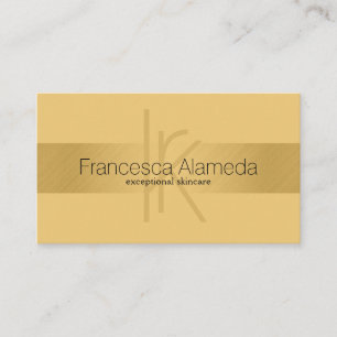 Tarjeta De Visita Elegante Monograma Oro Moderno FAUX Golden Striped
