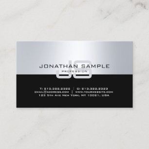 Tarjeta De Visita Elegante Monograma Plata Diseño Moderno