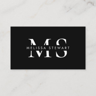 Tarjeta De Visita Elegante monograma profesional blanco moderno negr