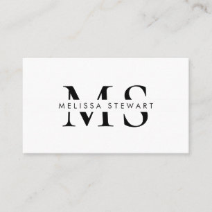 Tarjeta De Visita Elegante monograma profesional blanco negro modern
