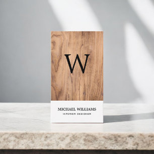 Tarjeta De Visita Elegante Monograma Profesional de Madera