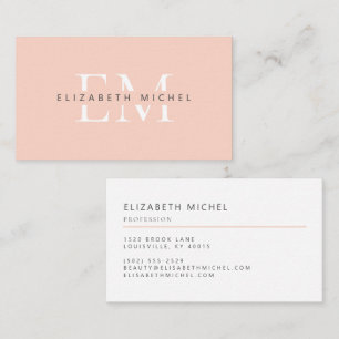 Tarjeta De Visita Elegante monograma profesional de melocotón modern