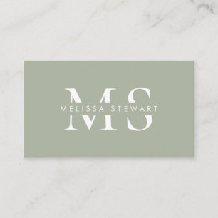 Tarjeta De Visita Elegante monograma profesional de sabio verde mode