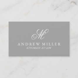 Tarjeta De Visita Elegante Monograma profesional gris y blanco