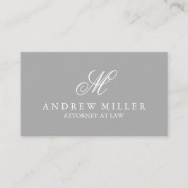 Tarjeta De Visita Elegante Monograma profesional gris y blanco
