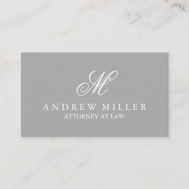 Tarjeta De Visita Elegante Monograma profesional gris y blanco (Anverso)
