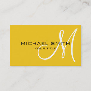 Tarjeta De Visita Elegante Monograma Profesional Limón Liso