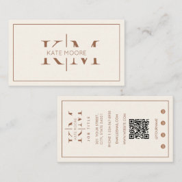 Tarjeta De Visita Elegante Monograma Profesional Marrón Marfil Moder