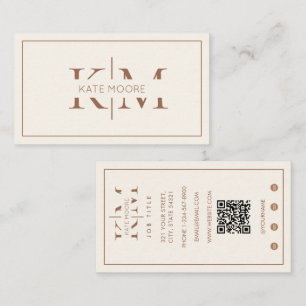 Tarjeta De Visita Elegante Monograma Profesional Marrón Marfil Moder