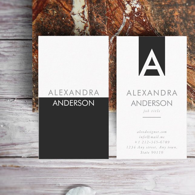 Tarjeta De Visita Elegante Monograma Profesional Mínimo (Elegant Professional Monogram Minimal Business Card)