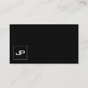 Tarjeta De Visita Elegante Monograma Profesional Moderno Blanco Negr
