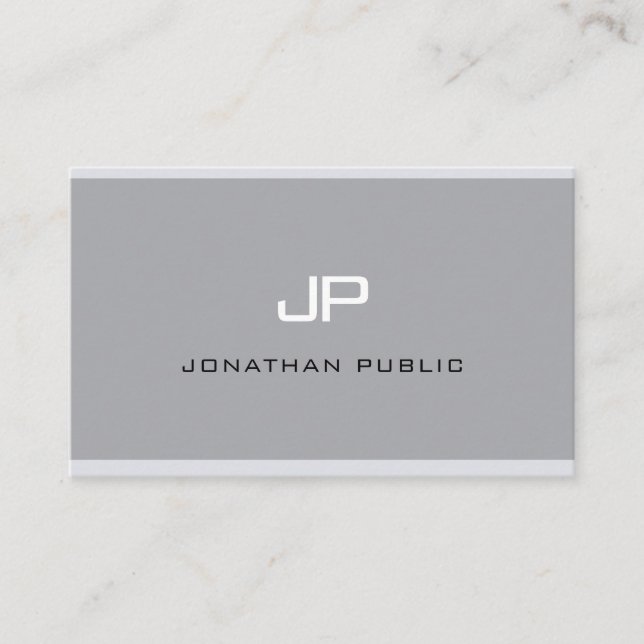 Tarjeta De Visita Elegante Monograma profesional moderno simple gris (Anverso)