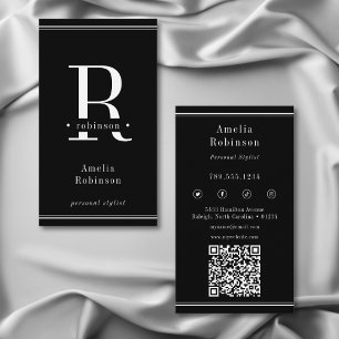 Tarjeta De Visita Elegante Monograma Profesional Negro