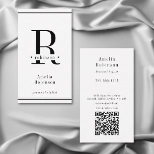 Tarjeta De Visita Elegante Monograma Profesional Negro y Blanco