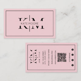Tarjeta De Visita Elegante Monograma Profesional Rosa Moderno