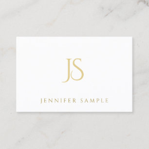 Tarjeta De Visita Elegante Monograma profesional simple de oro moder