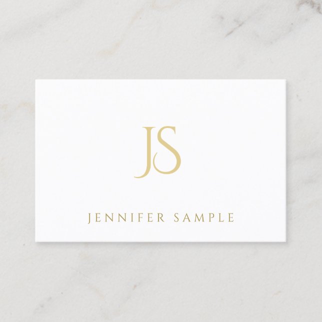 Tarjeta De Visita Elegante Monograma profesional simple de oro moder (Anverso)