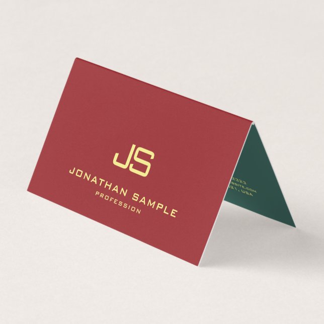 Tarjeta De Visita Elegante Monograma Profesional Tent Fold Moderno (Anverso)
