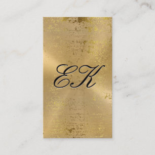 Tarjeta De Visita Elegante Monograma Script Gold Metallics