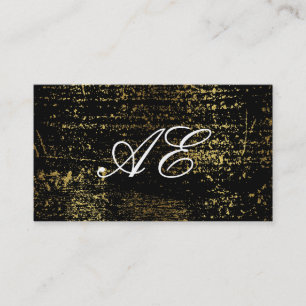 Tarjeta De Visita Elegante Monograma Script Grunge de oro